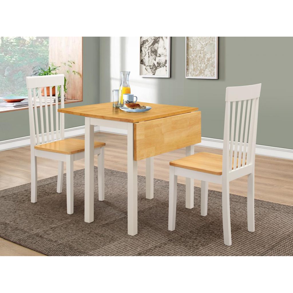 Atlas White Dropleaf Dining Set with 2 Chairs