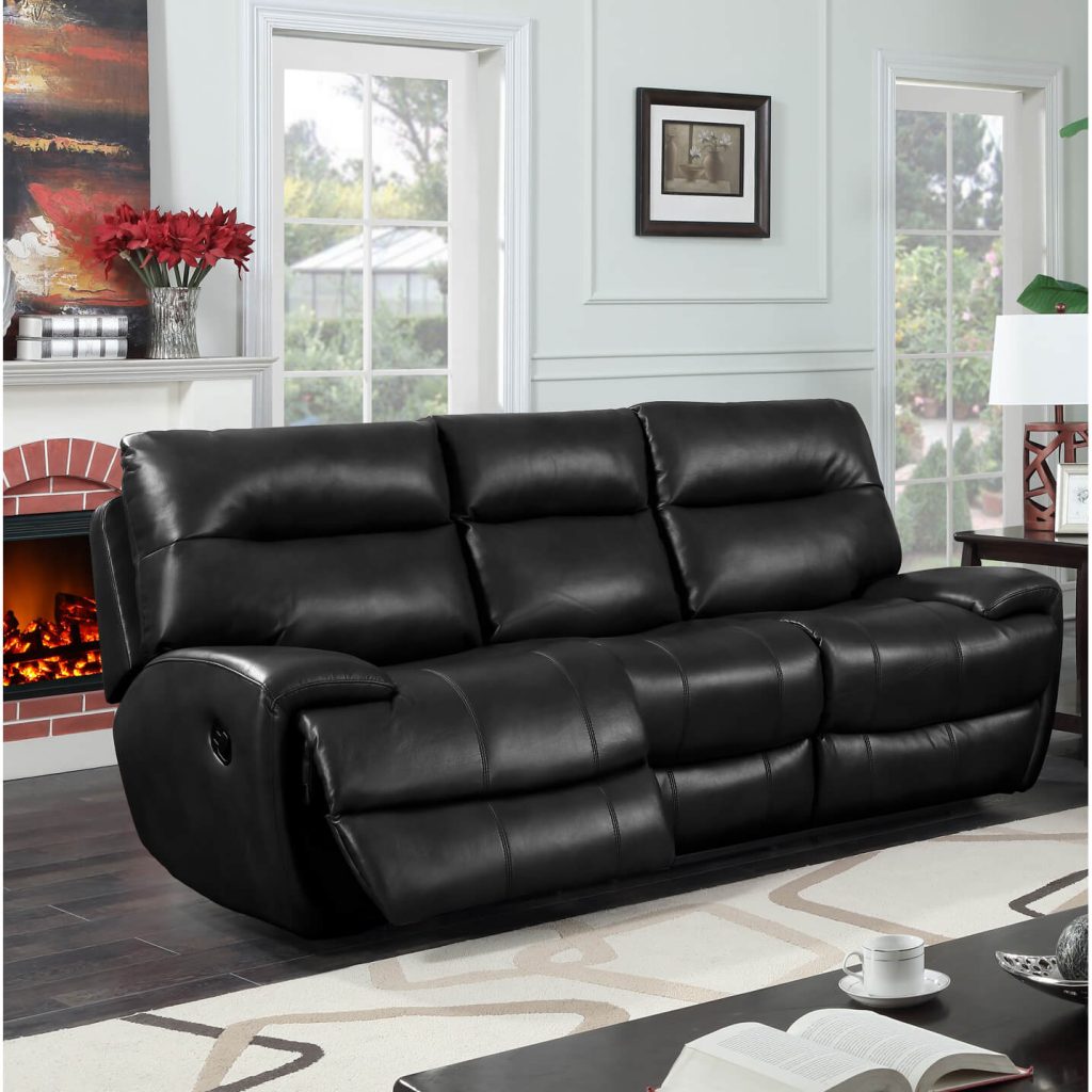 Bailey Recliner LeatherGel & PU 3 Seater Black