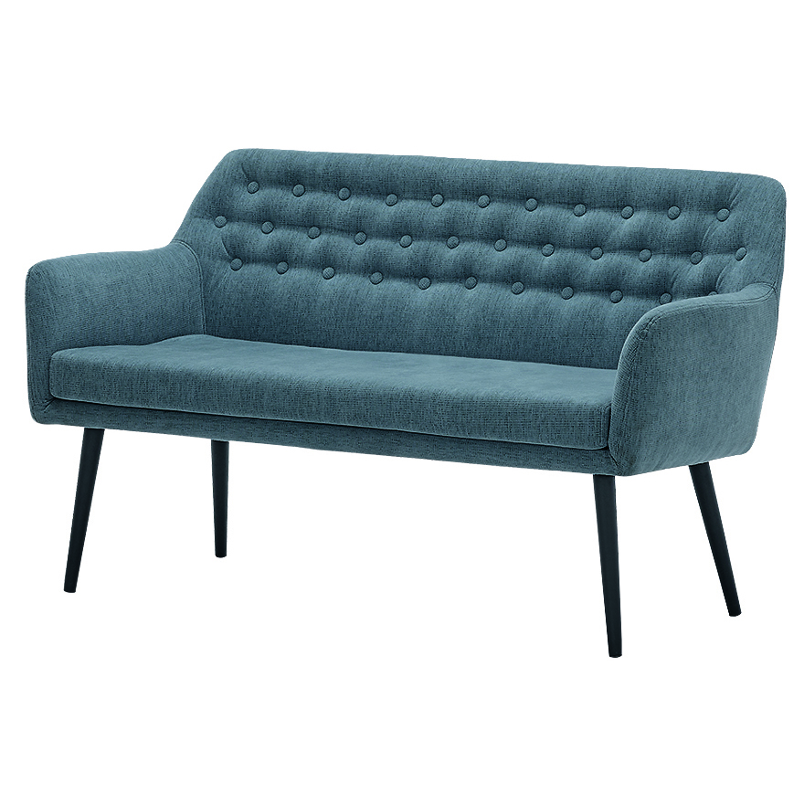 Cambridge Fabric Sofa 2 Seater Grey with Black Metal Legs