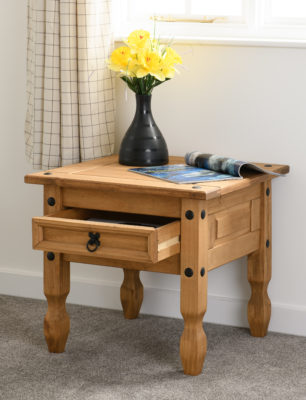 Corona Pine 1 Drawer Lamp Table