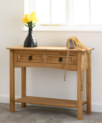 Corona Pine 2 Drawer Console Table With Shelf