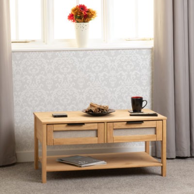 Corona Pine Rattan 2 Drawer Coffee Table