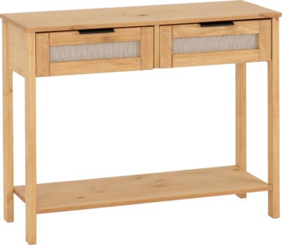 Corona Pine Rattan 2 Drawer Console Table