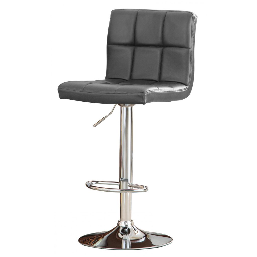 Cubik Bar Stool PU Chrome & Grey (pair)