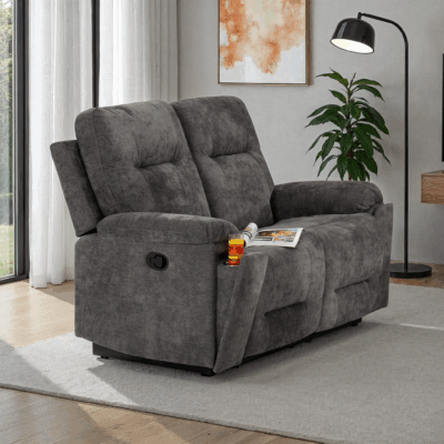 Guildford 2 Seater Recliner Sofa in Grey Fabric