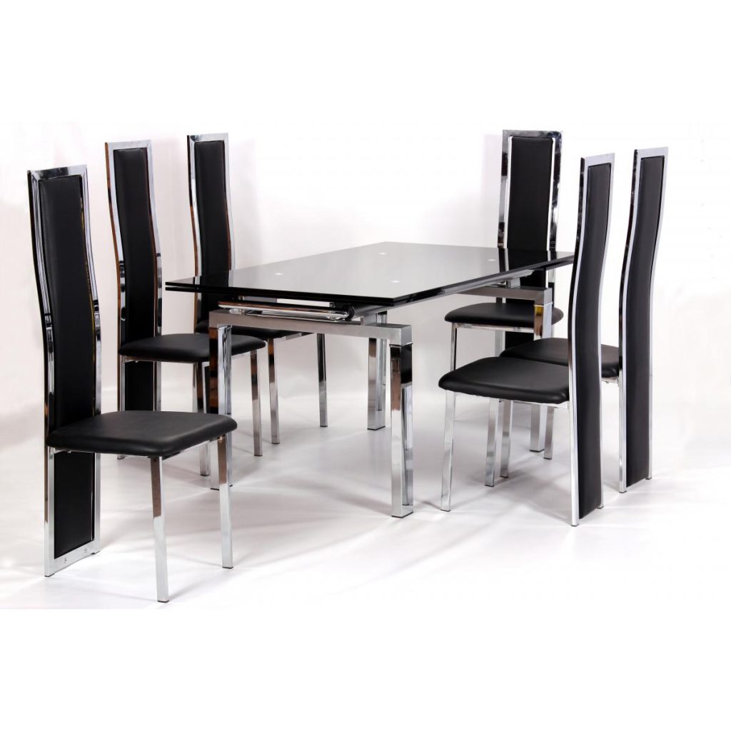 Highgrove Extending Dining Table Crome & Black