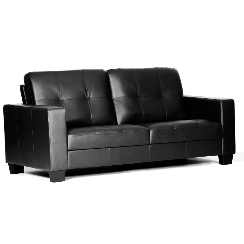 Lena Bonded Leather & PVC 3 Seater Black
