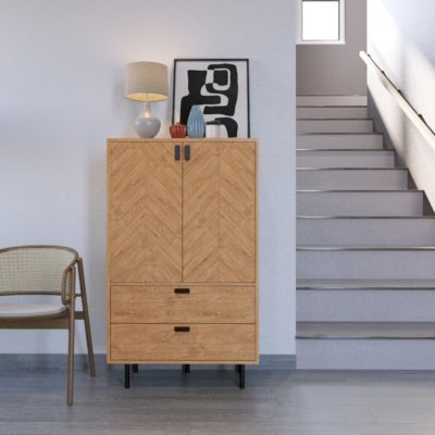 Leon 2 Door 2 Drawer Cabinet in Oak Effect