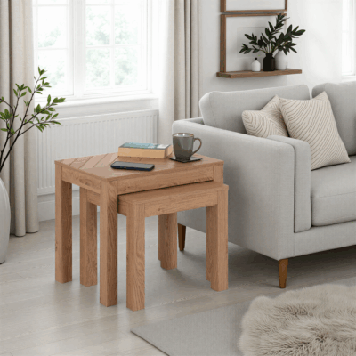 Leon Nest of 2 Tables Medium Oak Effect