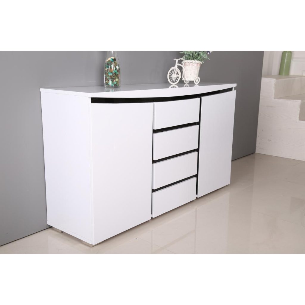 Leona High Gloss SideBoard White & Black
