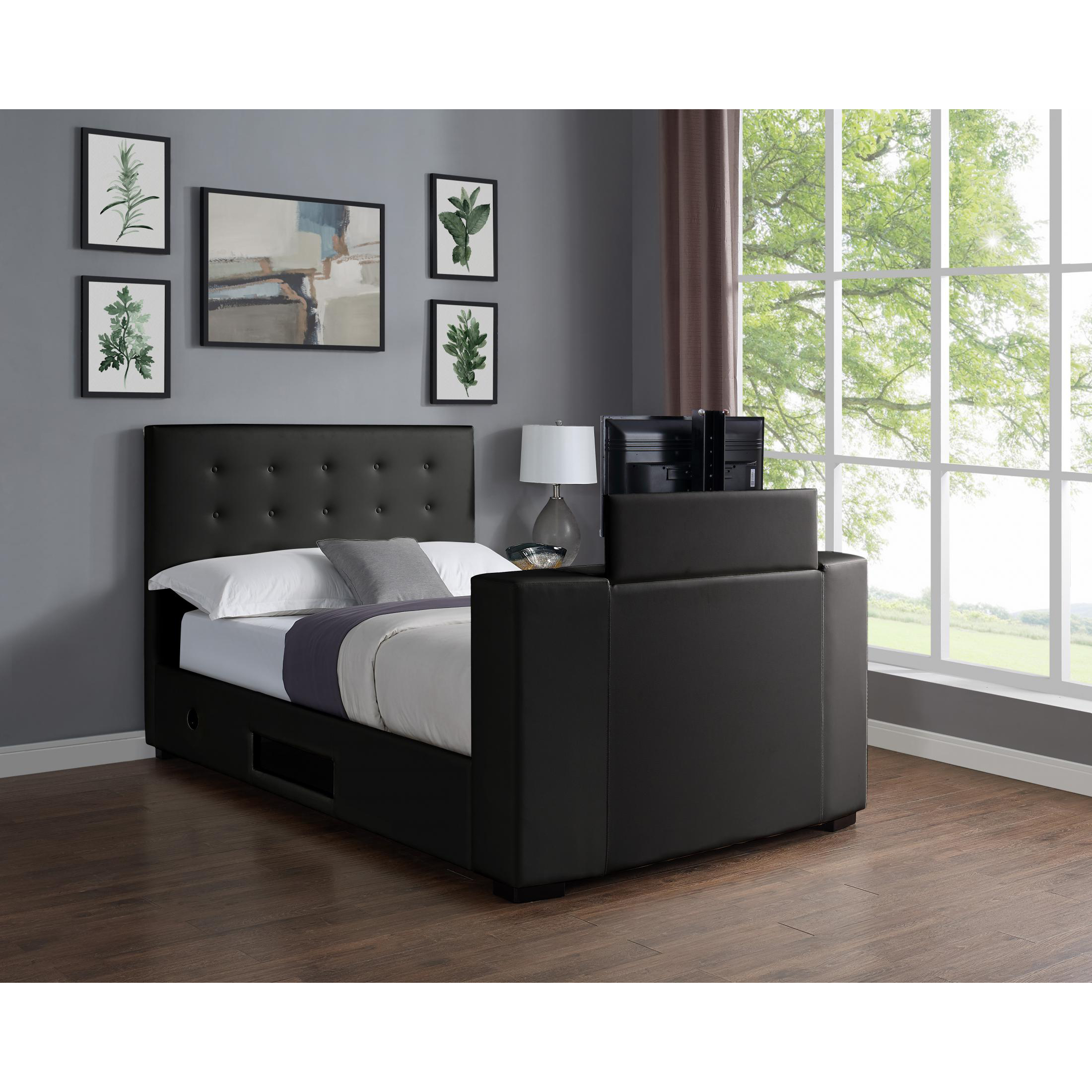 Marbella TV Bed PVC King Size Bed Black - Buy Home Furniture