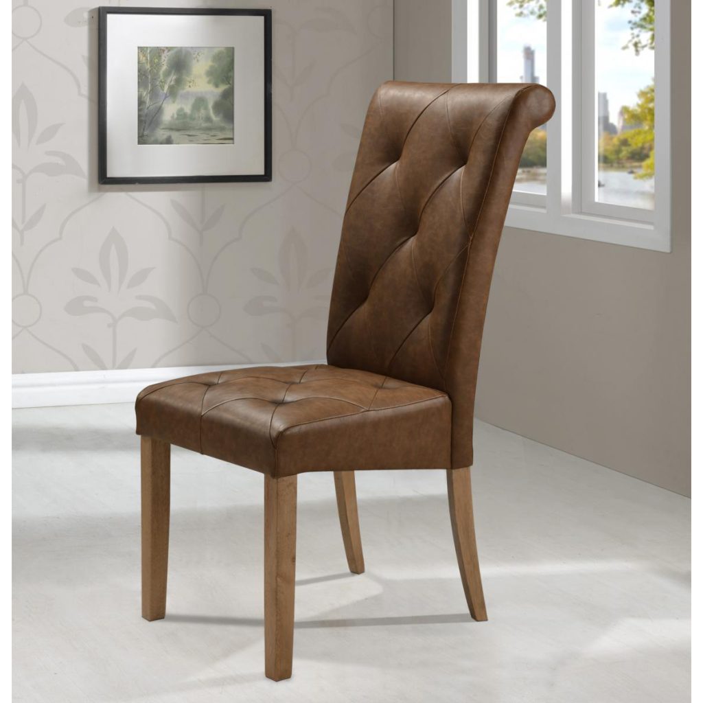 Nicole PU Solid Rubberwood Chair Brown Two Tone (Pair)