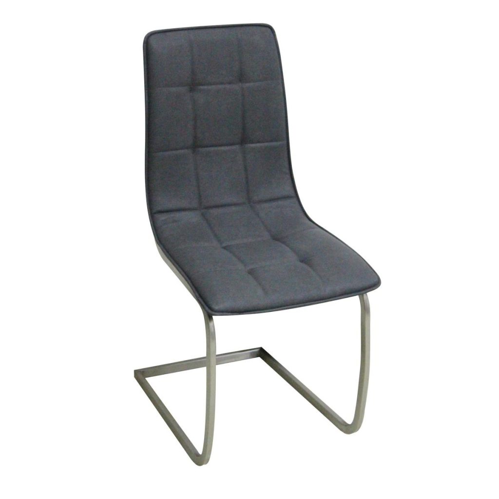 Olivia PU Chairs Chrome & Grey(Pair)