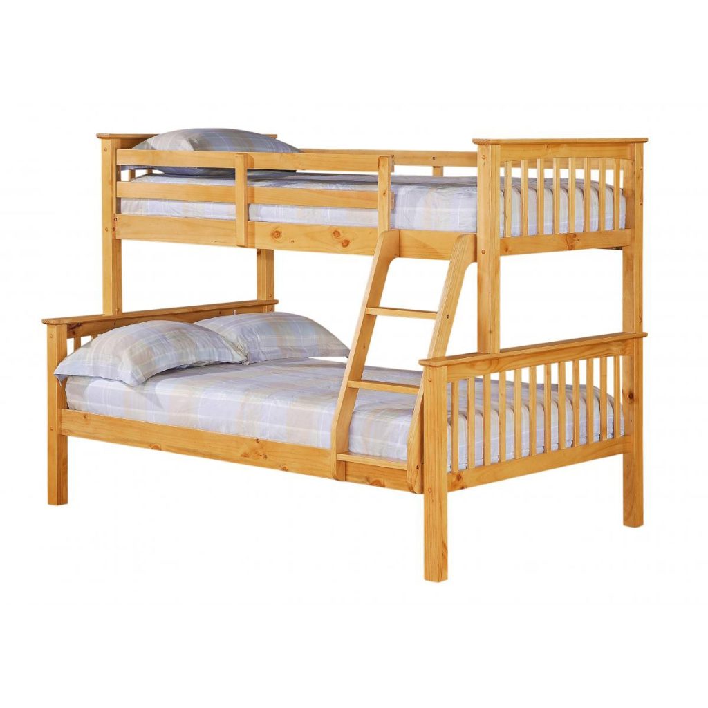 Porto Triple Bunk Bed Pine with 4Foot Base
