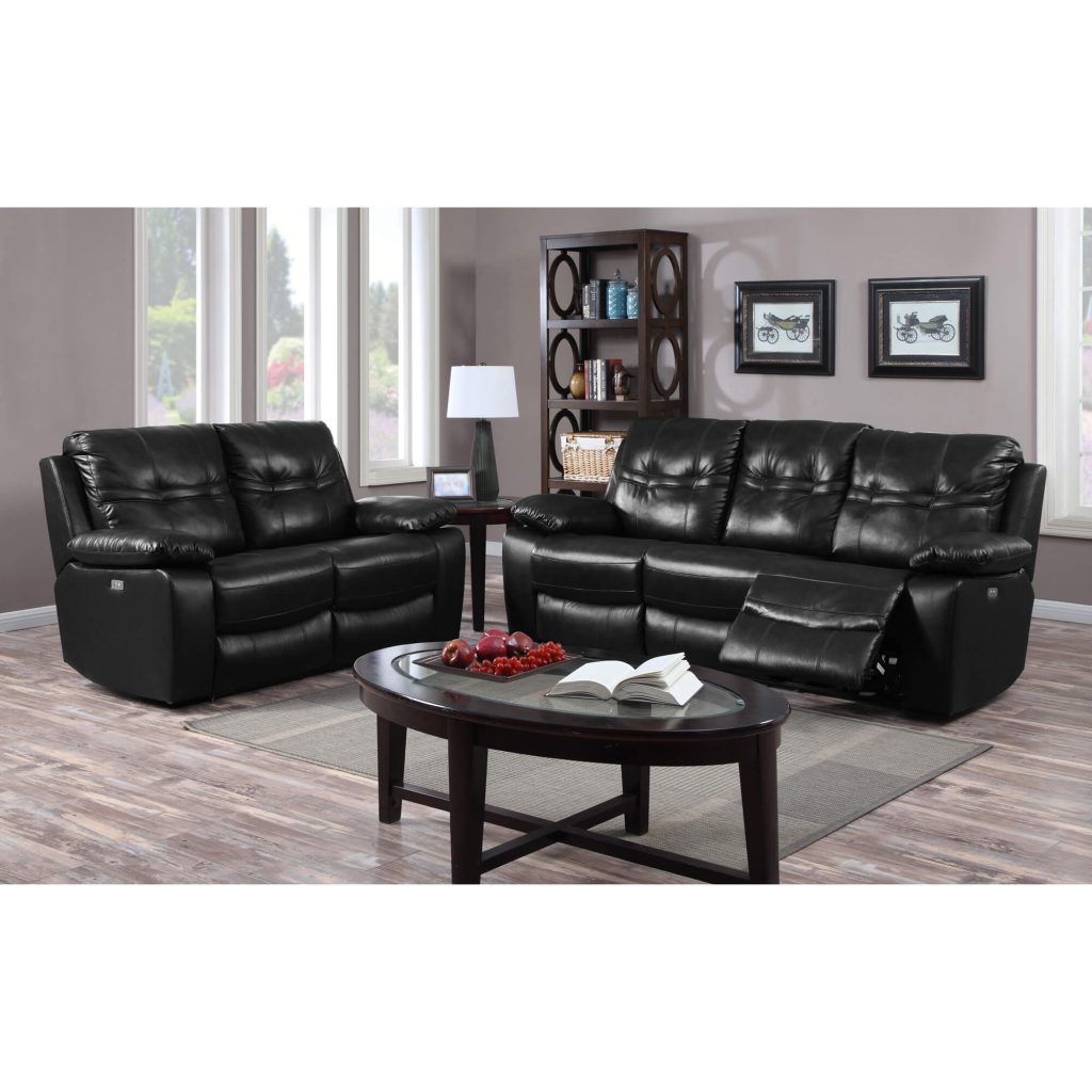 Rockport Power Recliner Leather & PU 3 Seater Black
