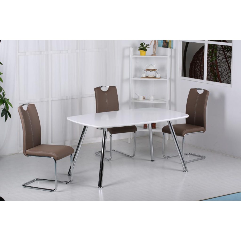 Vera PU Chairs Chrome & Brown(Pairs)