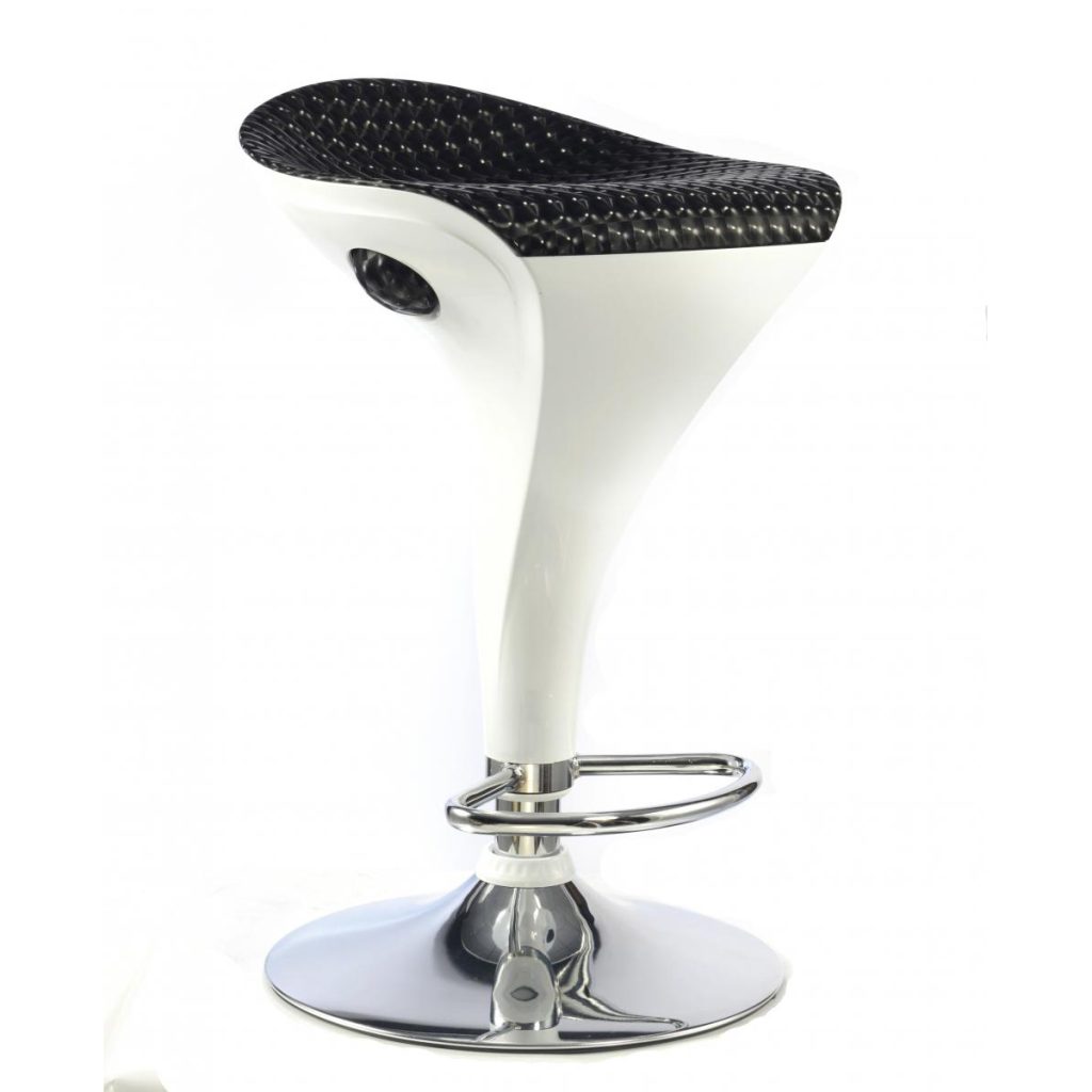 Welford Bar Stool White Base & Black PU Seat (Pairs)