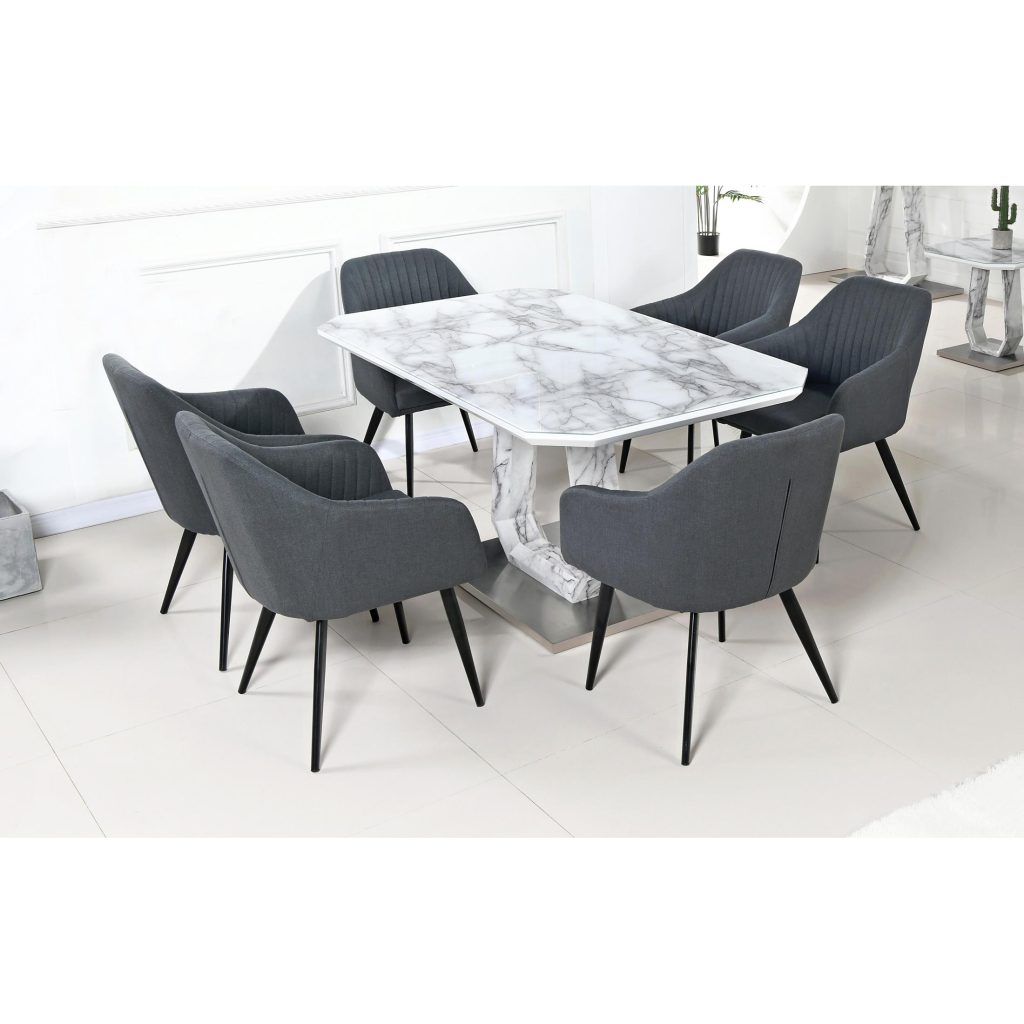 Westlake Fabric Dining Chair Grey & Black(Pair)