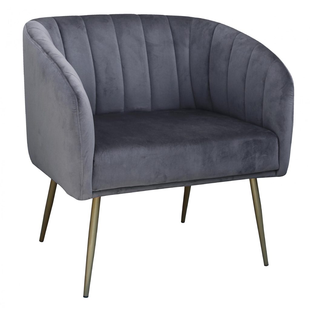 Wingfield Velvet Grey chair with Gold Metal Legs