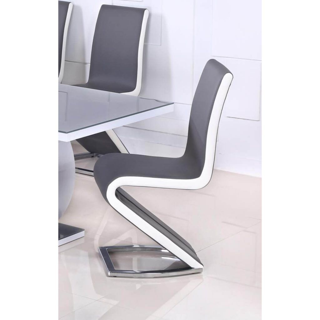Aldridge Dining Chair White with Grey PU Sides (pair)